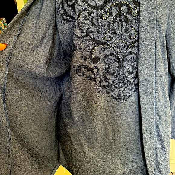 2 in 1 TOP & CARDIGAN. WHITE STAG LONG SLEEVE FLYAWAY TOP/TUNIC. EMBELLISHED NWT - Picture 11 of 15